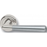 Pair of Ghidini Lever Handles Geneva OCL Inox with Roses and Escutcheons
