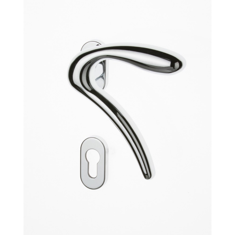 Pair of Ghidini Lever Handles Leonardo ACL with Roses and Escutcheons