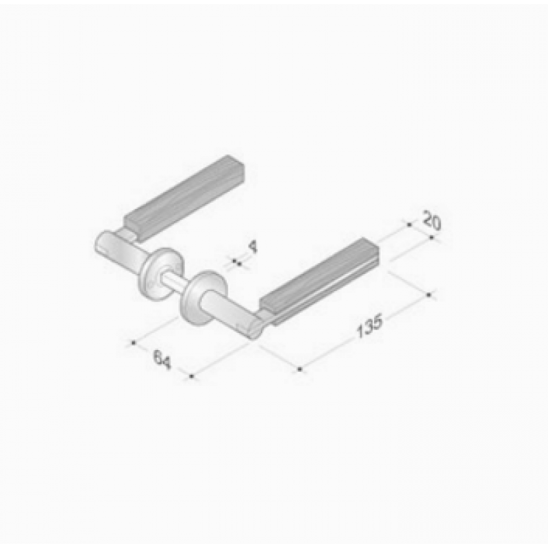 pba 2001.YOD Pair of Lever Handles in Wood and Stainless Steel AISI 316L
