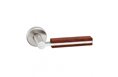 pba 2001.YOD Pair of Lever Handles in Wood and Stainless Steel AISI 316L