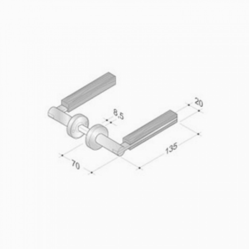 pba 2001.YOD Pair of Lever Handles in Wood and Stainless Steel AISI 316L