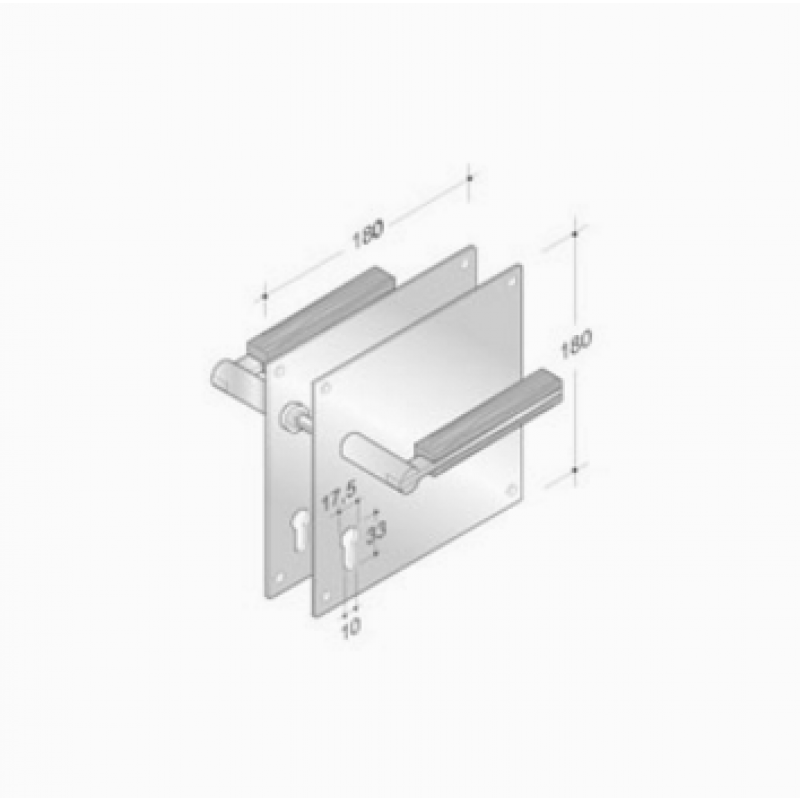 pba 2001.YOD.PLA Pair of Lever Handles in Wood and Stainless Steel AISI 316L