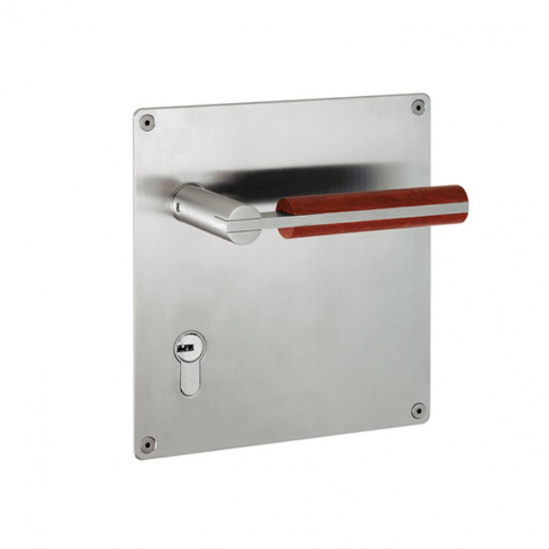 pba 2002.YOD.PLA Pair of Lever Handles in Wood and Stainless Steel AISI 316L