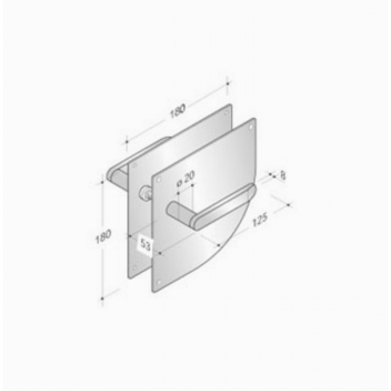 pba 2020/2001 Pair of Handles with Plate in Stainless Steel AISI 316L