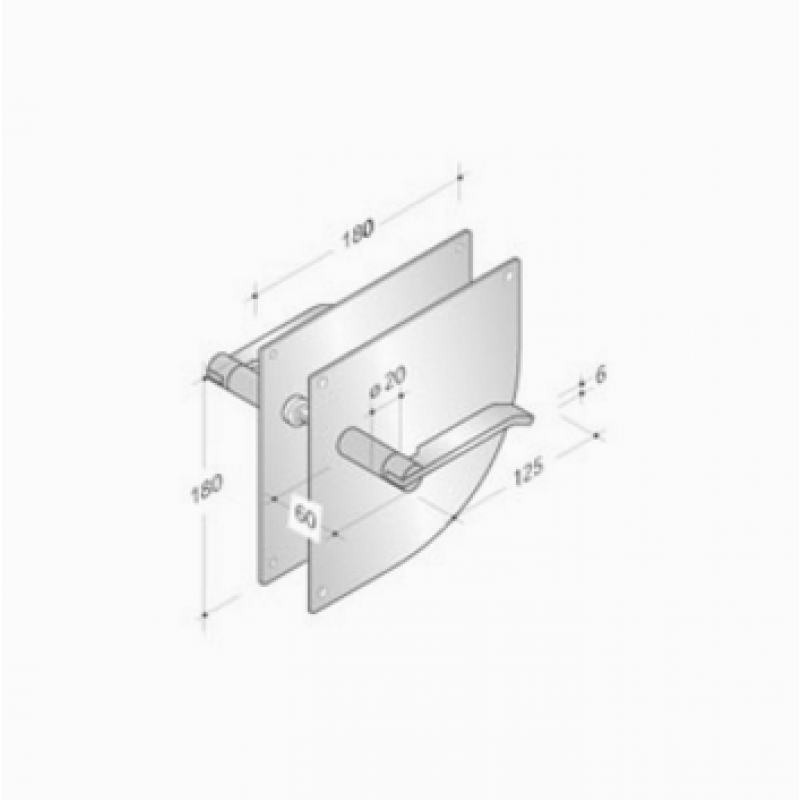 pba 2022/2001 Pair of Handles with Plate in Stainless Steel AISI 316L