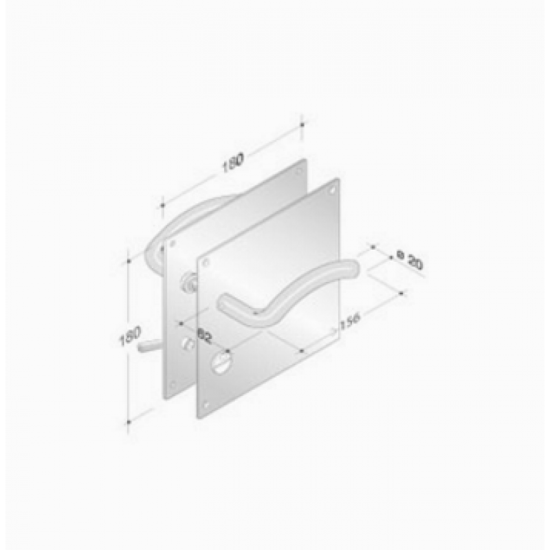 pba 2022/2001 Pair of Handles with Plate in Stainless Steel AISI 316L