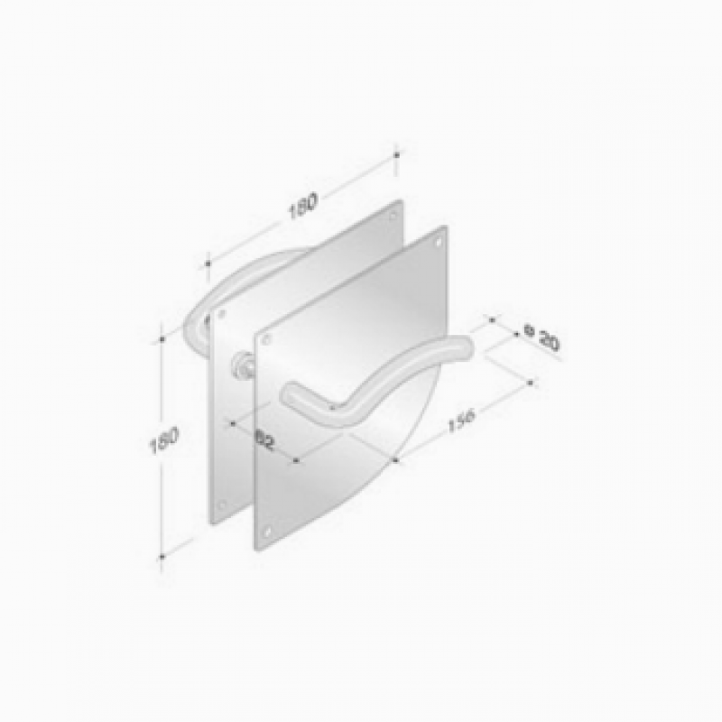 pba 2022/2001 Pair of Handles with Plate in Stainless Steel AISI 316L