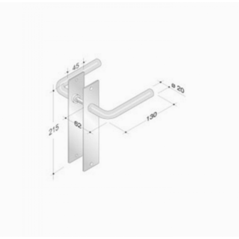pba 2028/2001 Pair of Handles with Plate in Stainless Steel AISI 316L