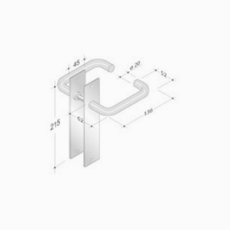 pba 2028B/2001 Pair of Handles with Plate in Stainless Steel AISI 316L