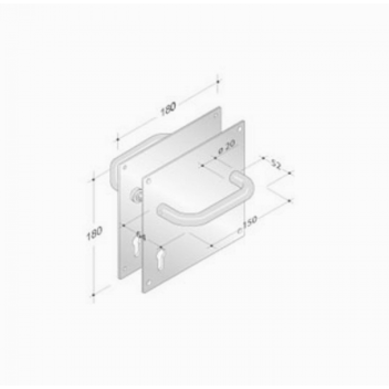 pba 2029/2001 Pair of Handles with Plate in Stainless Steel AISI 316L