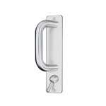 pba 2225 Pair of Fixed Pull Handles on Rectangular Plate in Stainless Steel