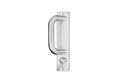 pba 2225 Pair of Fixed Pull Handles on Rectangular Plate in Stainless Steel