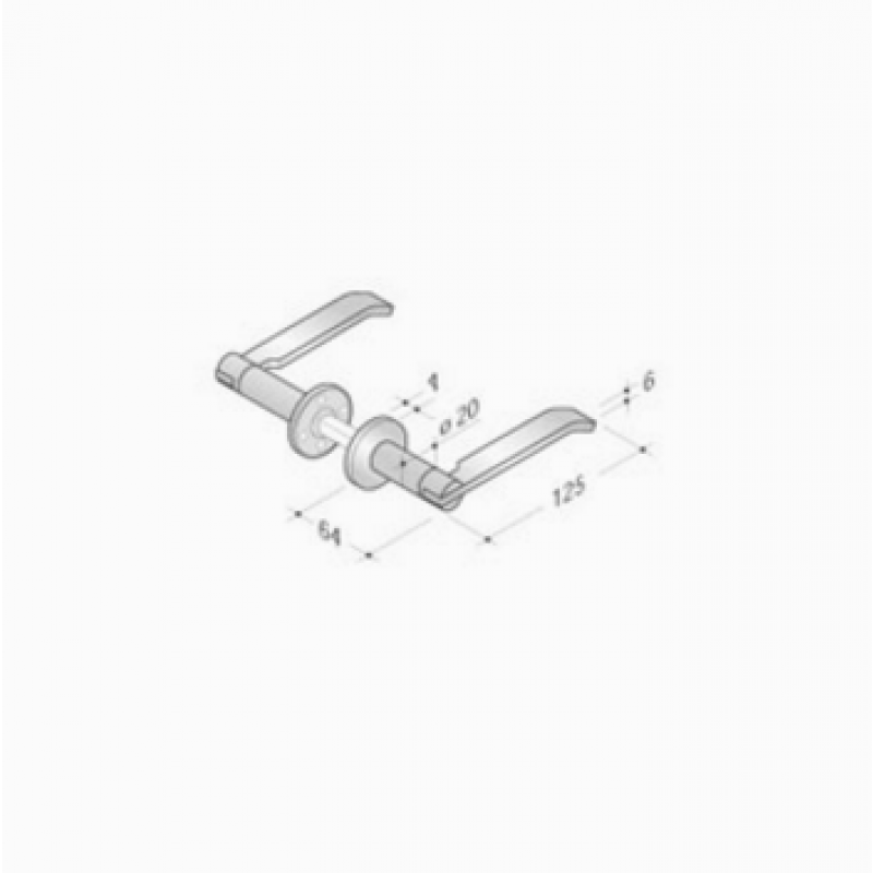 pba 2022T Pair of Lever Handles in Stainless Steel AISI 316L