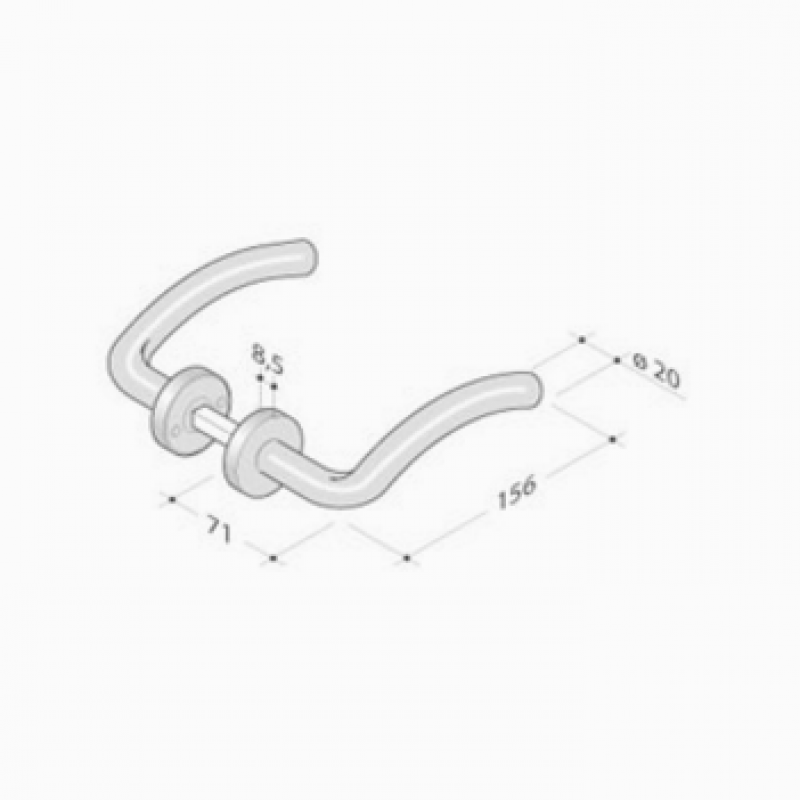 pba 2026T Pair of Lever Handles in Stainless Steel AISI 316L