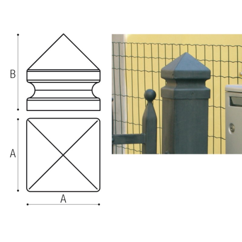 Contoured Cap for Gate with Square Base Column Cover