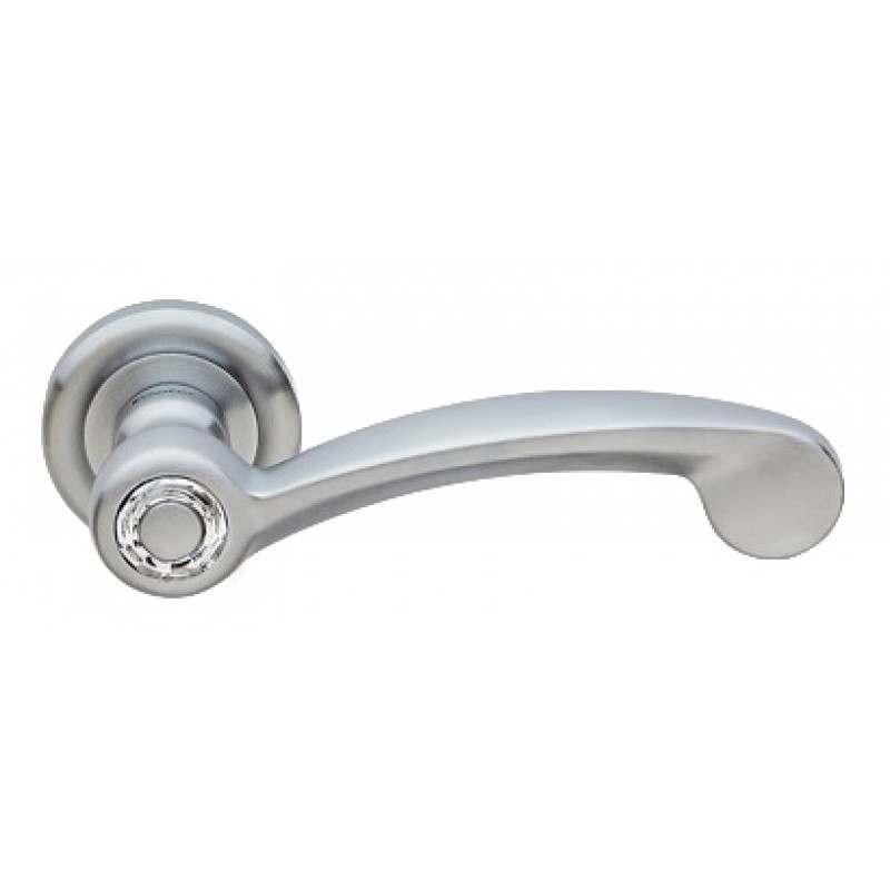 Cosmic Satin Chrome Door Handle on Rosette Linea Calì Crystal