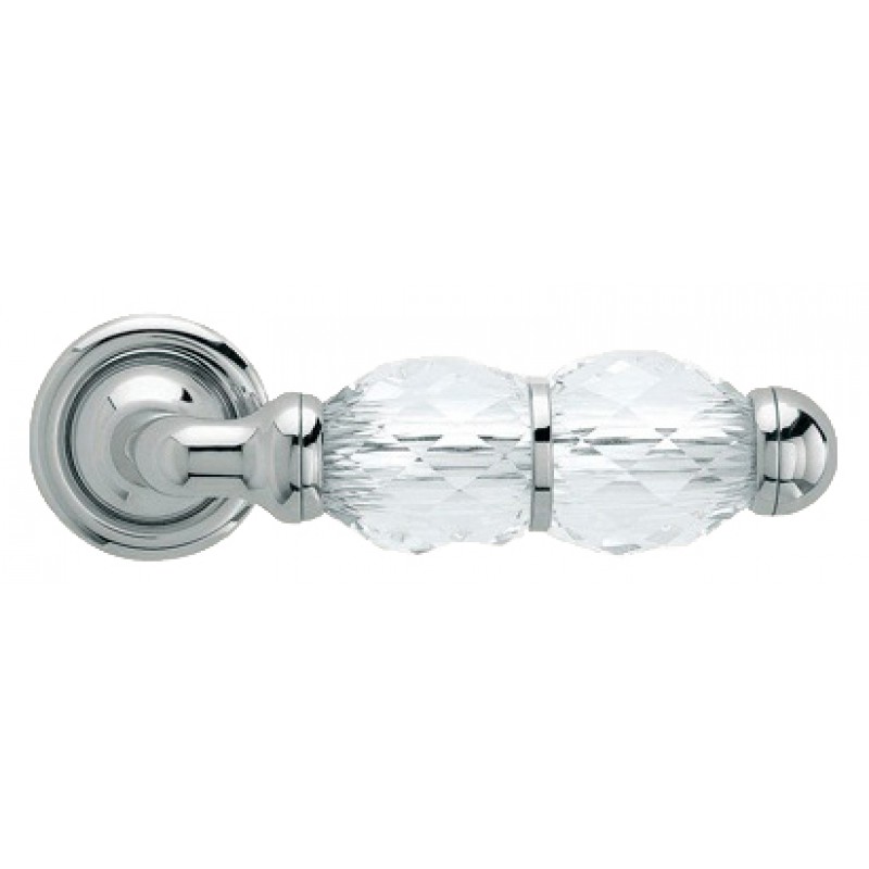 Crystal Polished Chrome Door Handle on Rosette Linea Calì Crystal