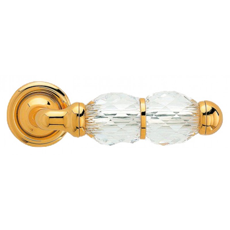 Crystal Gold Plated Door Handle on Rosette Linea Calì Crystal