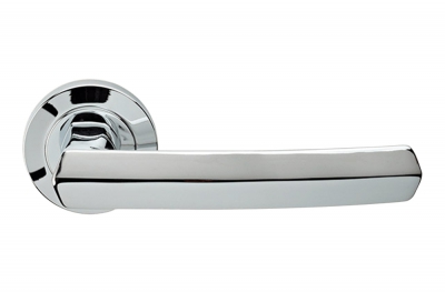 Dafne Polished Chrome Door Handle With Rose of Hexagonal Italian Design by Linea Calì