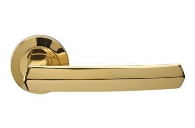 Dafne Polished Brass Door Handle With Round Rose for Modern House by Linea Calì