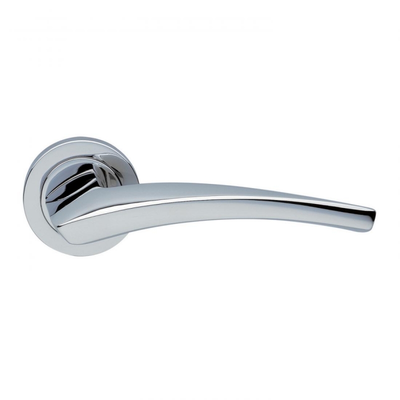 Dune Design Manital Polished Chrome Pair of Door Lever Handles on Rose