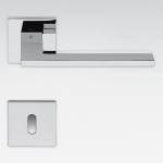 Electra Polished Chrome Door Handle on Rosette with Flat Linear Shape by Colombo Design