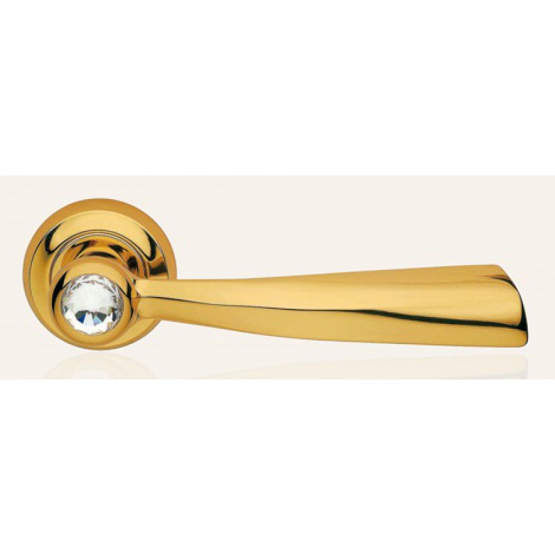 Elika Crystal Gold Plated Door Handle on Rosette Linea Calì Crystal