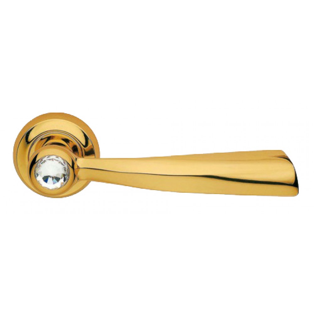 Elika Crystal Gold Plated Door Handle on Rosette Linea Calì Crystal