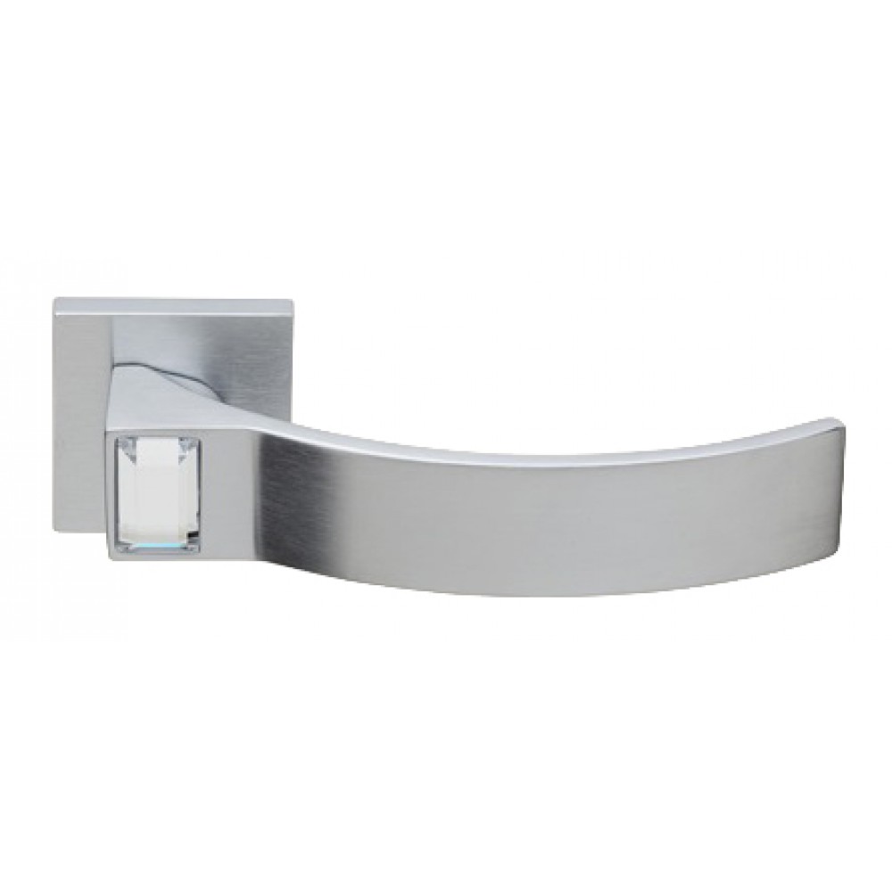 Elios Crystal Satin Chrome Door Handle on Rosette Linea Calì Crystal
