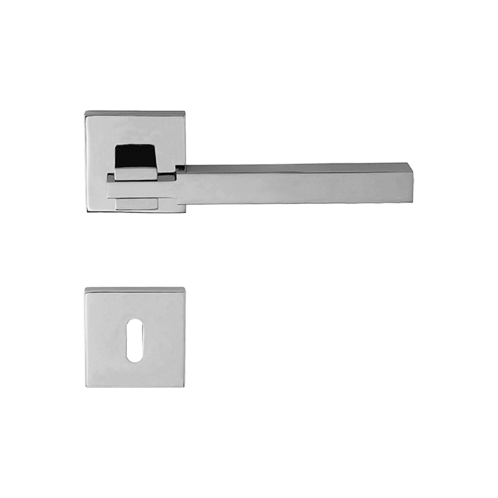 Elle Polished Chrome Door Handle With Geometric Rose for Architecture Firm Linea Calì