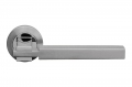 Elle Satin Chrome and Polished Chrome Door Handle With Rose of Linear Design by Linea Calì