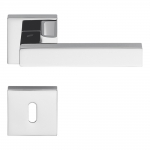 Alba Polished and Satin Chrome Door Handle on Rosette Made in Italy by Colombo Design