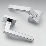 Alba Polished and Satin Chrome Door Handle on Rosette Made in Italy by Colombo Design
