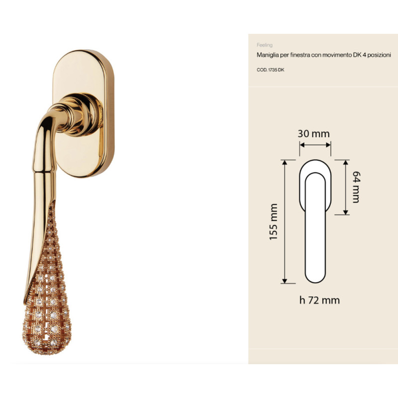 Feeling Linea Calì DK Window Handle with Swarovski Crystals