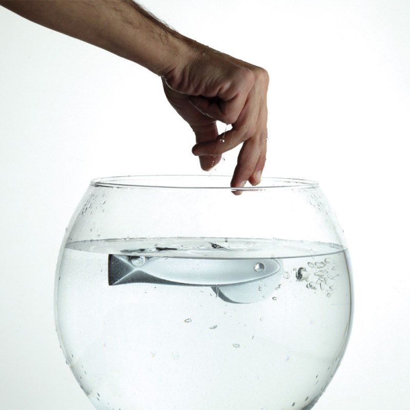 Fish Crystal Satin Chrome Door Handle on Rosette Linea Calì Crystal