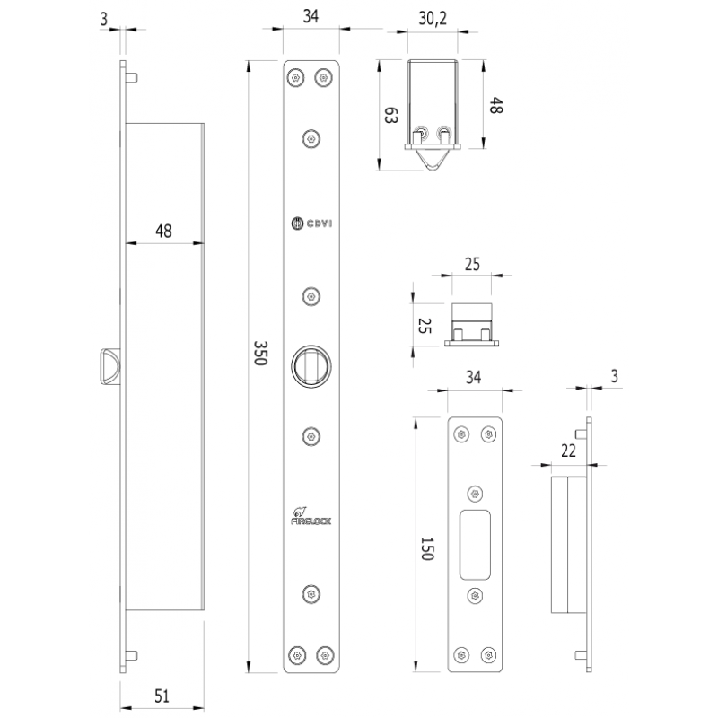 FL12 Anti-Panic Solenoid Bolt Lock 12V DC + Monitored for Emergency Exit FIRELOCK CDVI