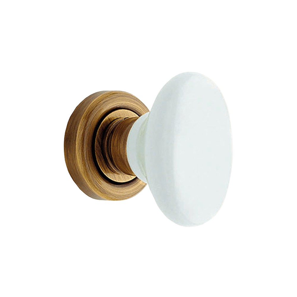 Flavia 685 RO 102 OG Door Knob by Linea Calì Bronzed Brass with White Porcelain Handle