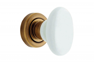 Flavia 685 RO 102 OG Door Knob by Linea Calì Bronzed Brass with White Porcelain Handle