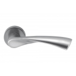 Flessa Satin Chrome Door Handle on Rosette with Bamboo Shape by Colombo Design