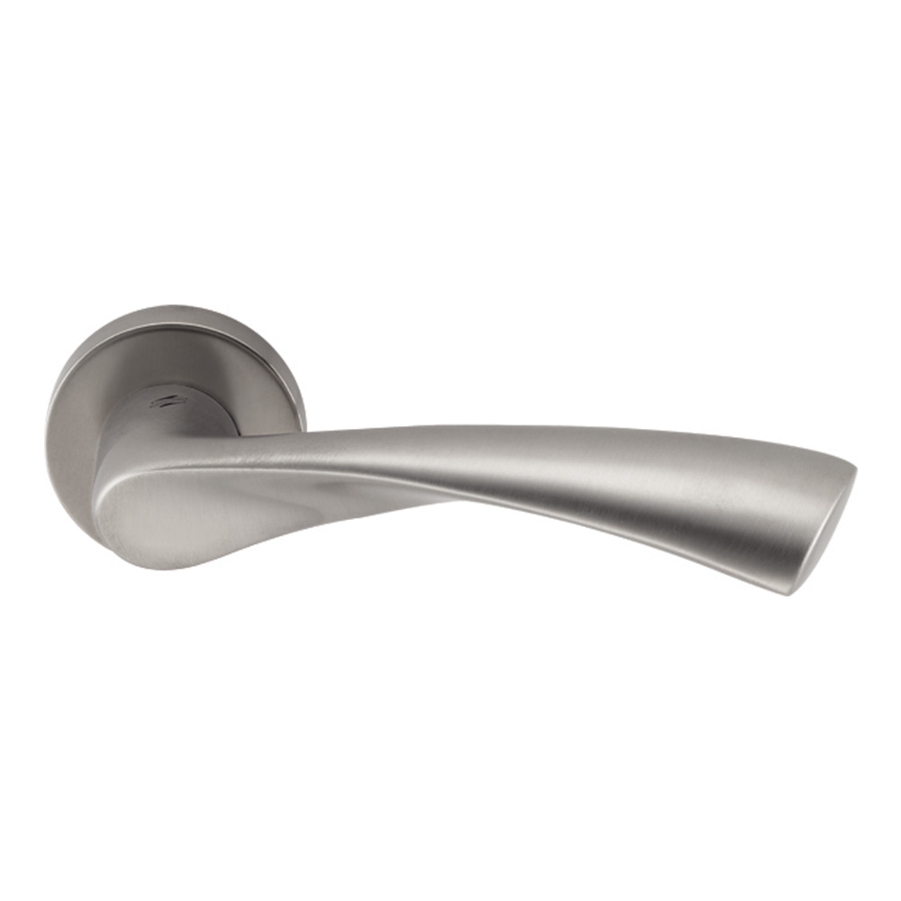 Flessa Satin Chrome Door Handle on Rosette with Bamboo Shape by Colombo Design