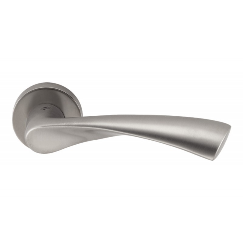 Flessa Satin Chrome Door Handle on Rosette with Bamboo Shape by Colombo Design
