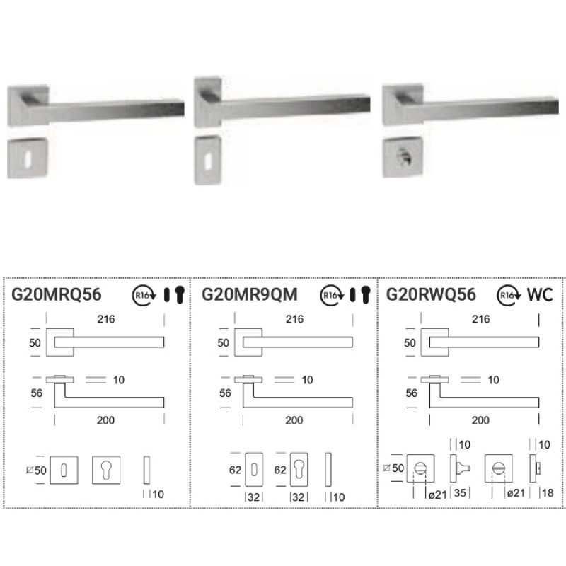 Genève 200 Reguitti Inox Door Handle in AISI 316L Steel