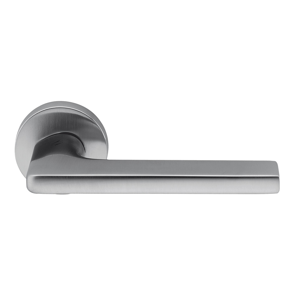 Flessa Satin Chrome Door Handle on Rosette with Bamboo Shape by Colombo Design