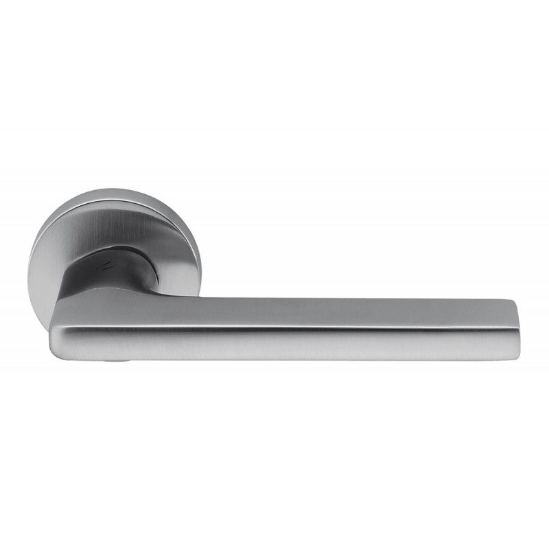 Flessa Satin Chrome Door Handle on Rosette with Bamboo Shape by Colombo Design