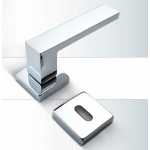 H4 Sicma Smart Line Brass Door Handle with Square Rosette and Escutcheon
