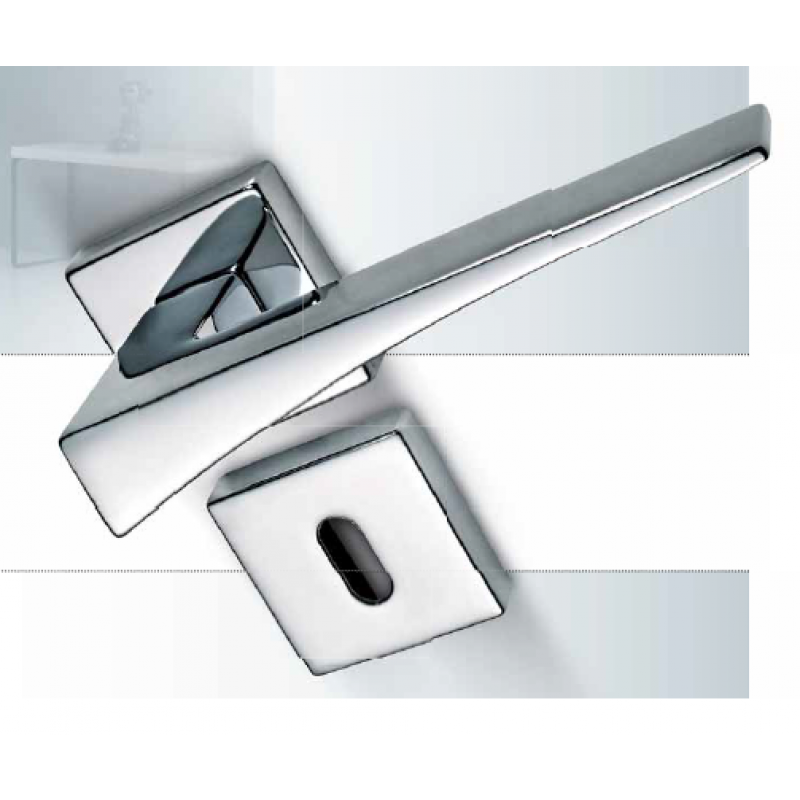H5 Sicma Smart Line Brass Door Handle with Square Rosette and Escutcheon