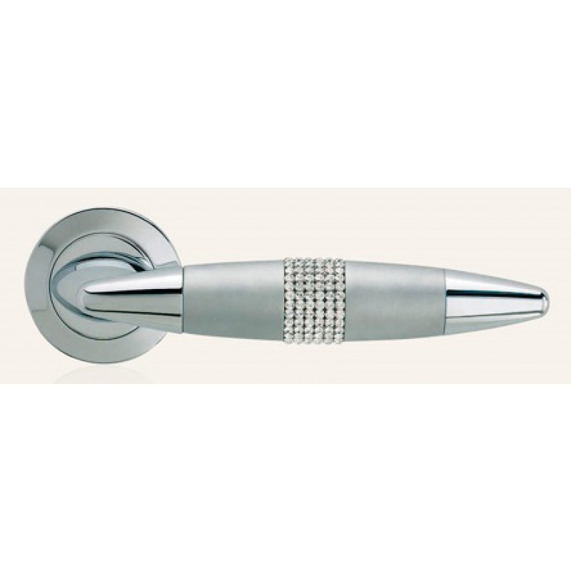 Havana Mesh Polished Chrome Door Handle on Rosette Linea Calì Crystal