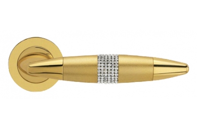 Havana Mesh Gold Plated Door Handle on Rosette Linea Calì Crystal