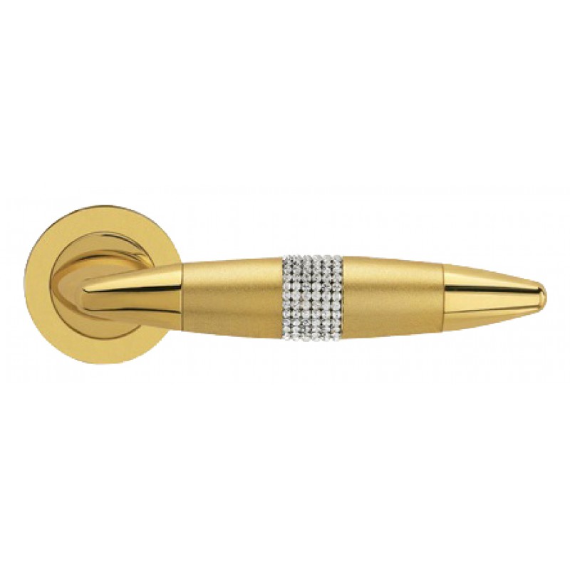 Havana Mesh Gold Plated Door Handle on Rosette Linea Calì Crystal