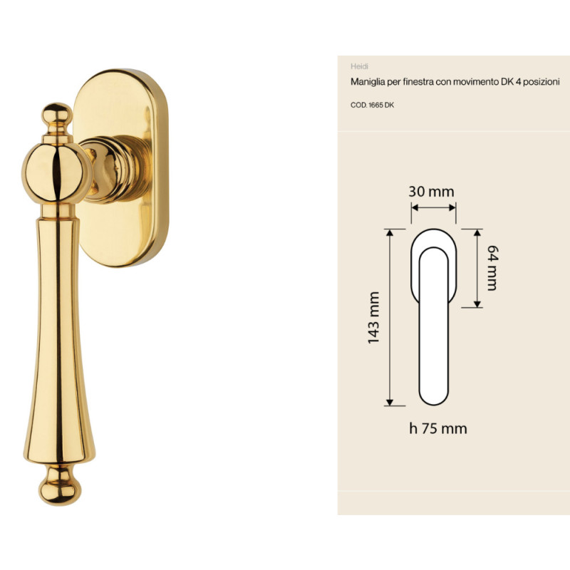 Heidi Linea Calì Classic Brass Window Handle DK